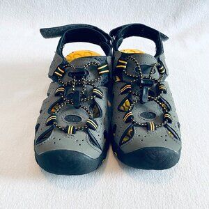 Khombu flexible sport sandal Boy size 3 grey yellow nonslip Velcro quick dry